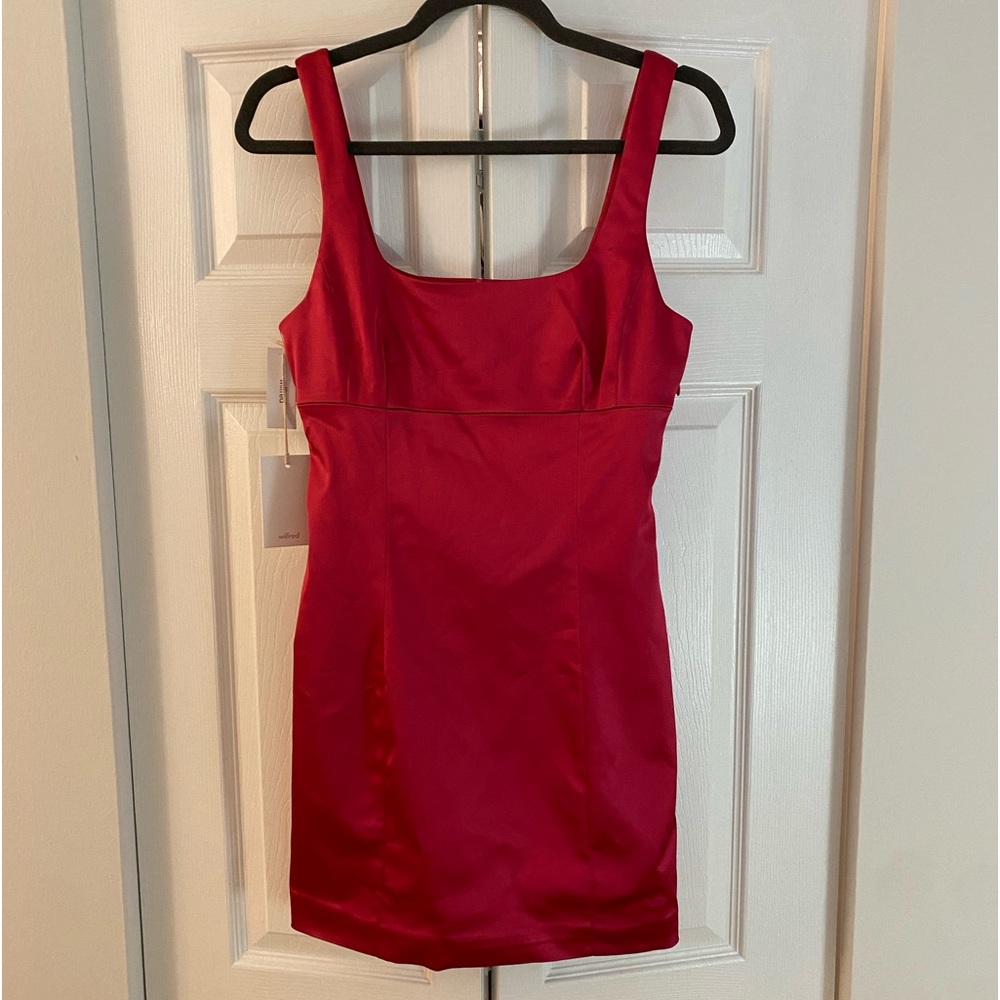 Aritzia Wilfred Shine Mini Dress (Pink)
